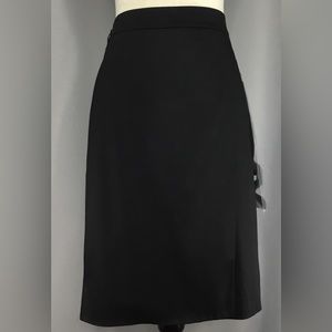 Talbots Faux Wrap Belted Pencil Skirt Black NWT Size 8P